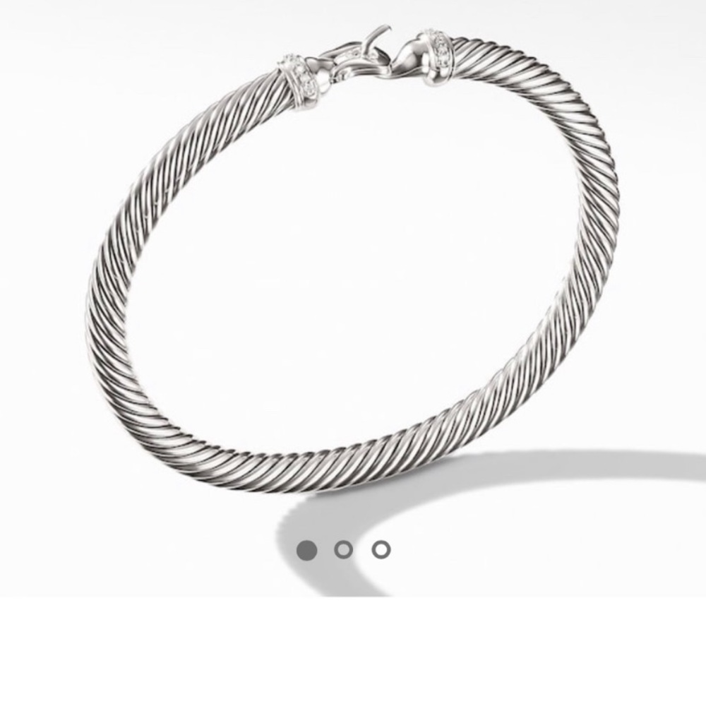 Authentic David Yurman silver cable buckle bracelet with diamonds